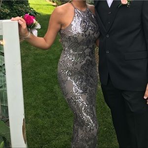 Long gray gown